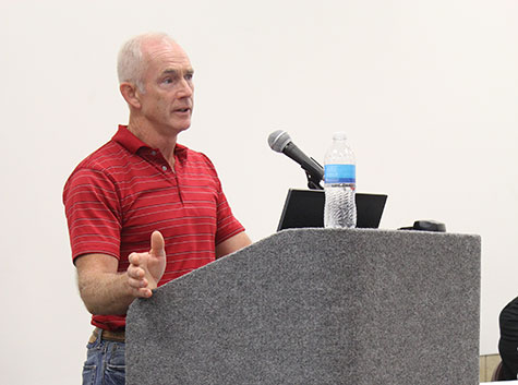 Jay Gruber presentó la perspectiva y las realidades de los porcicultores. (Foto cortesía de Purina)