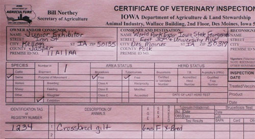 certificado de salud para animales durante una exhibicion